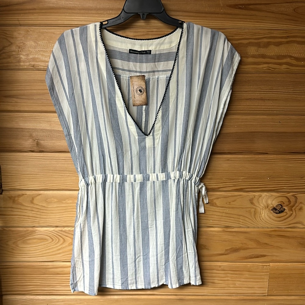 Abercrombie & Fitch Swimsuit Coverup White & Blue Striped Size M/L